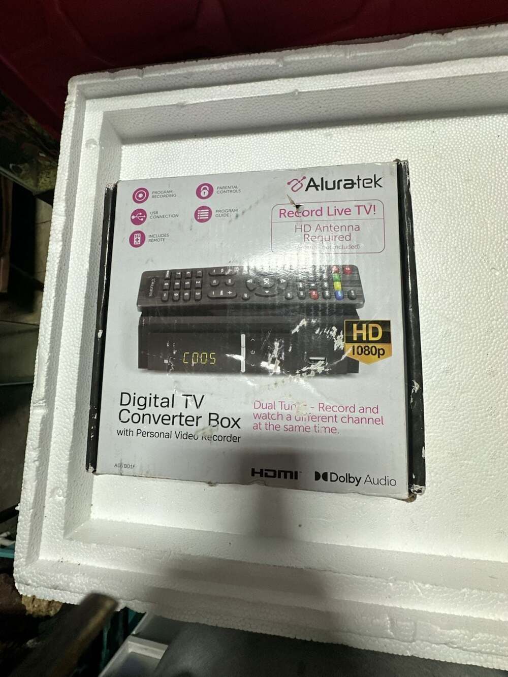 Aluratek Digital TV Converter Box with Personal Video Recorder ADTB01F